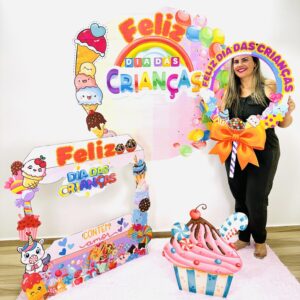 🍭✨ Kit Decorativo – Feliz Dia das Crianças (Tema Doces e Cores) ✨🍭